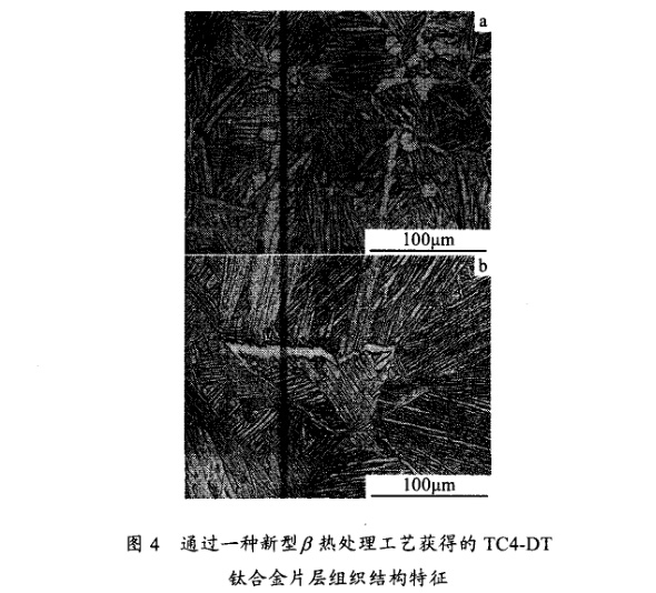 通过一种新型β热处理工艺获得的TC4一DT钛合金片层组织结构特征