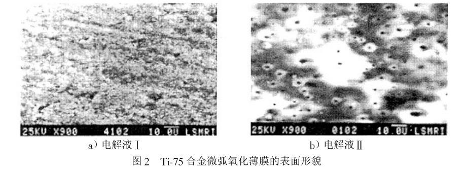 Ti75合金微弧氧化薄膜的表面形貌