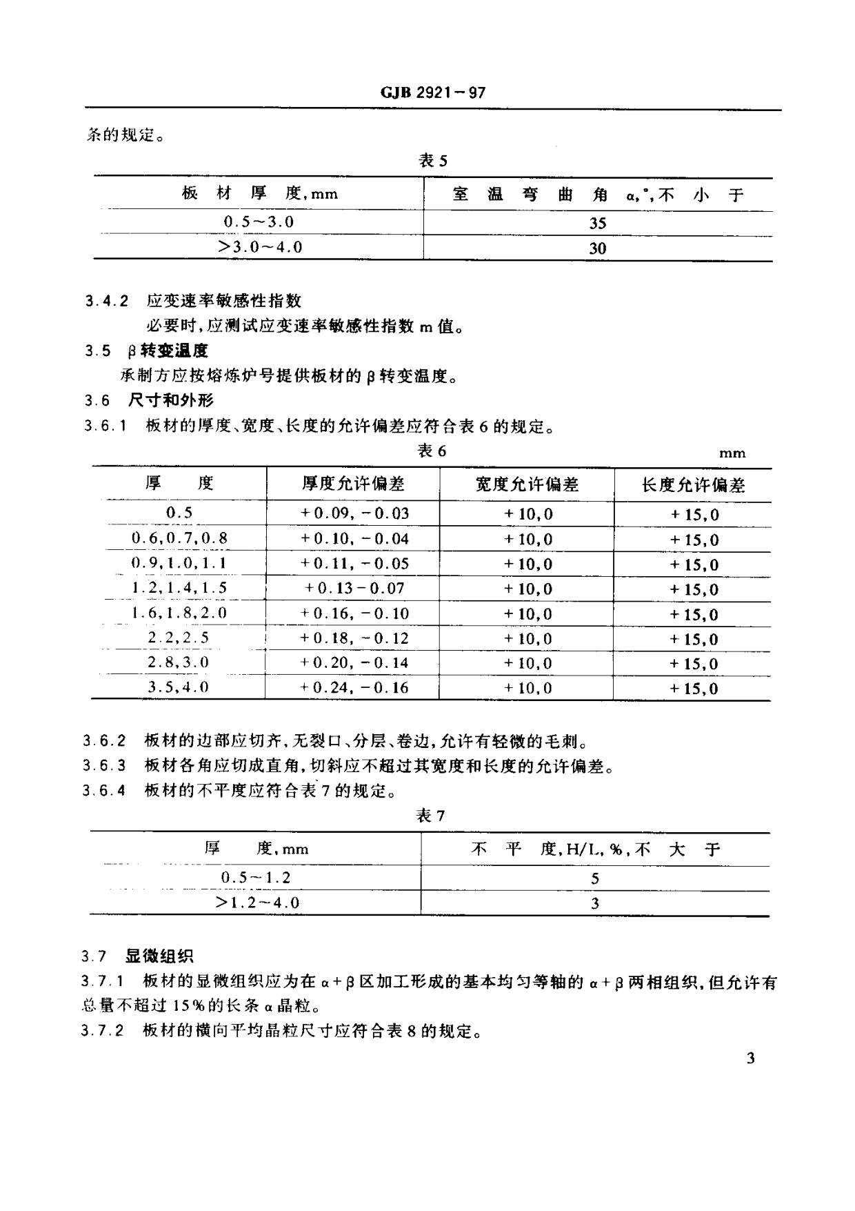 超塑成形用TC4钛合金板材国军标规范 GJB 2921-97