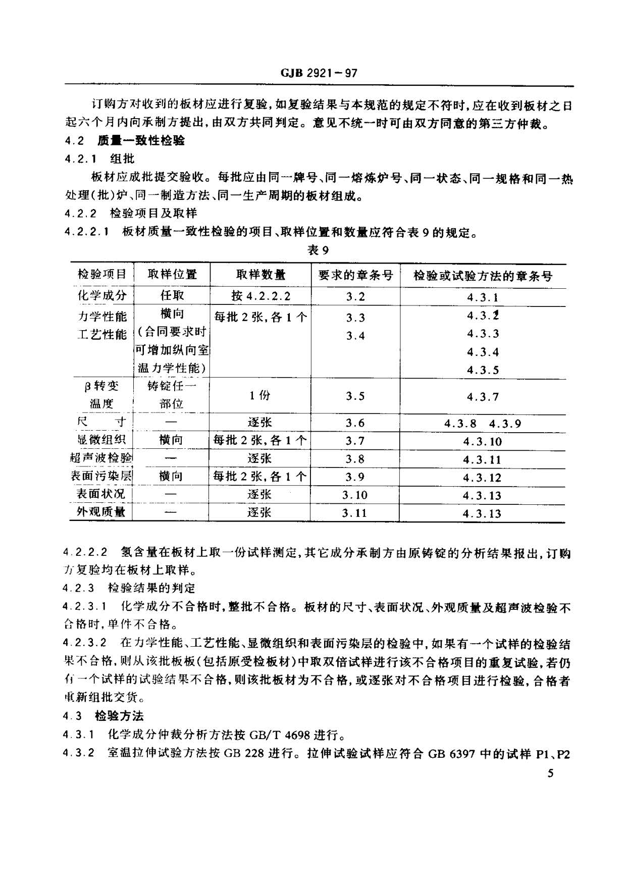 超塑成形用TC4钛合金板材国军标规范 GJB 2921-97