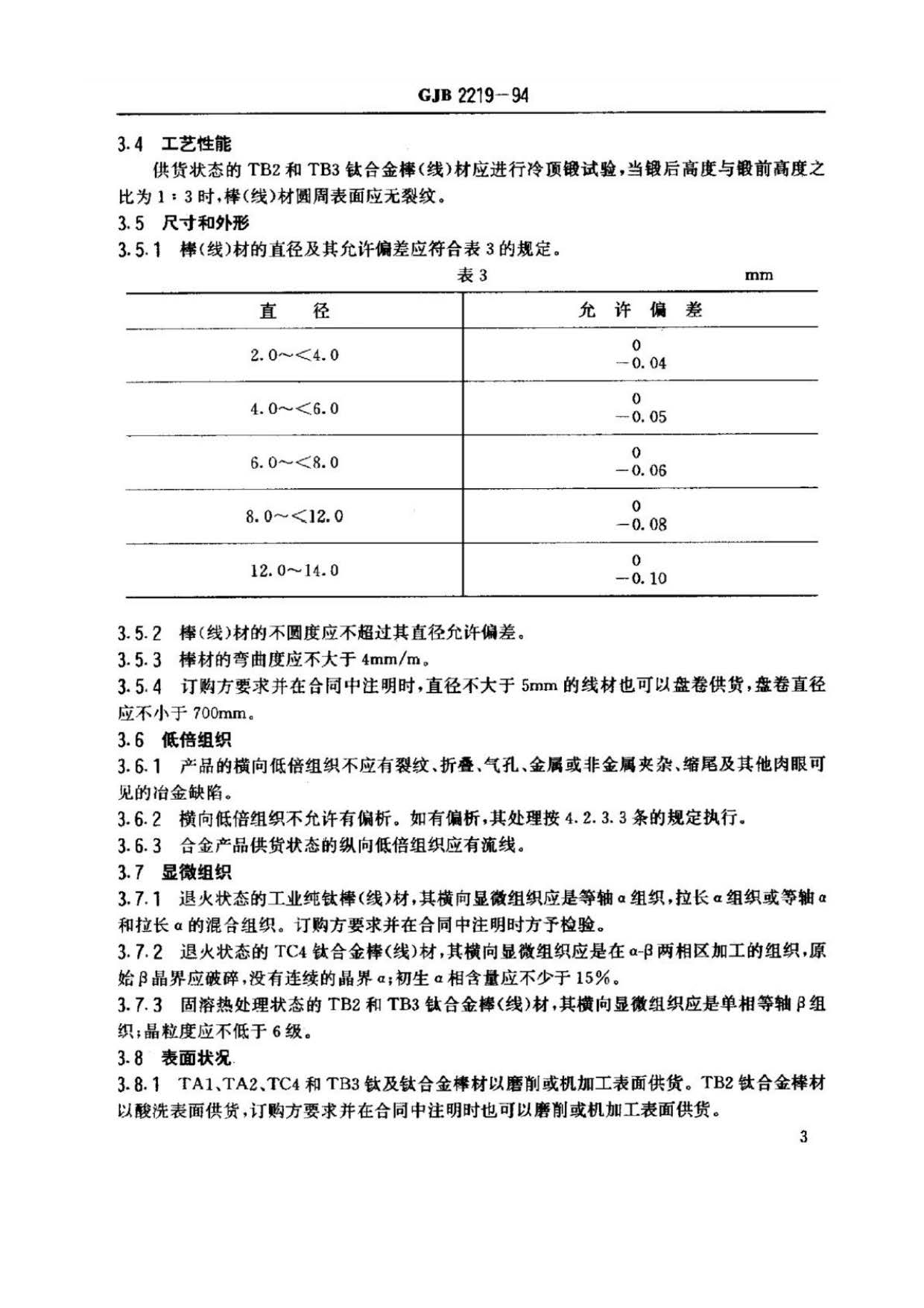 紧固件用钛及钛合金棒（线）材规范国军标 GJB 2219-94